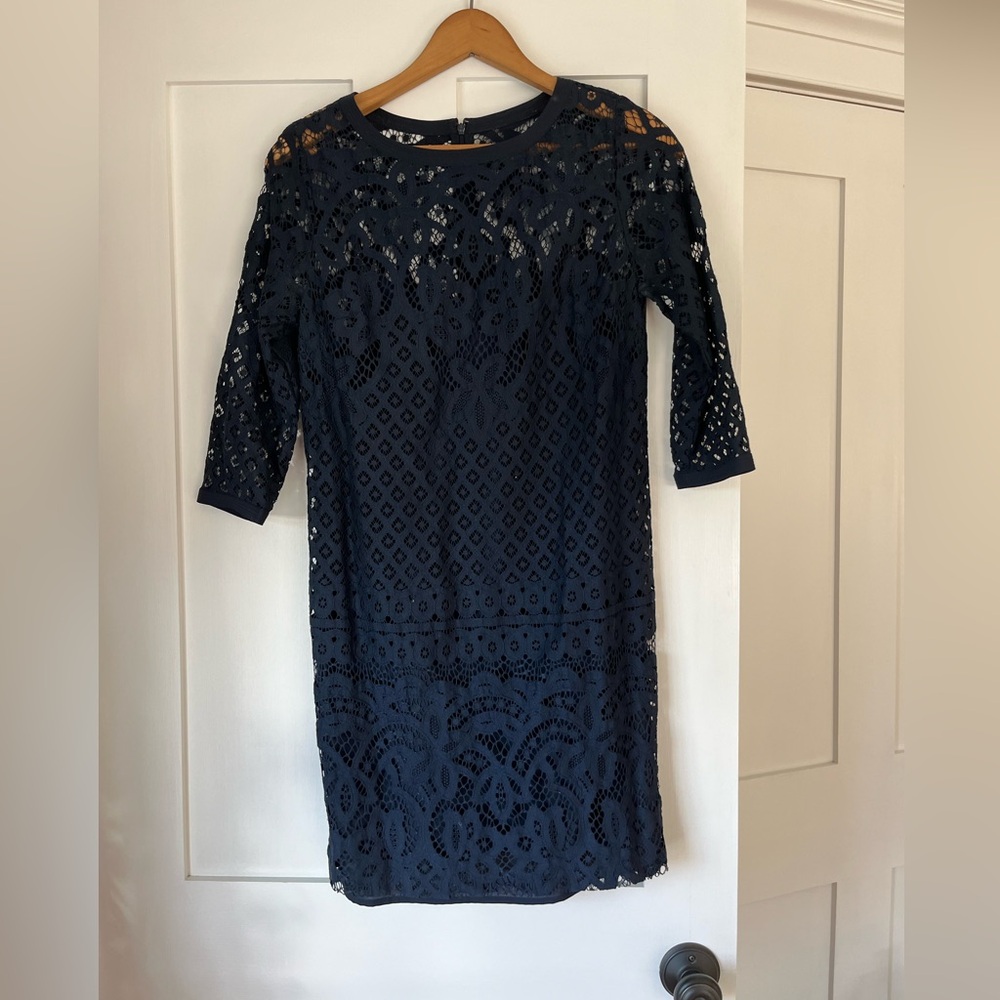 Navy LOFT lace overlay dress, size 2